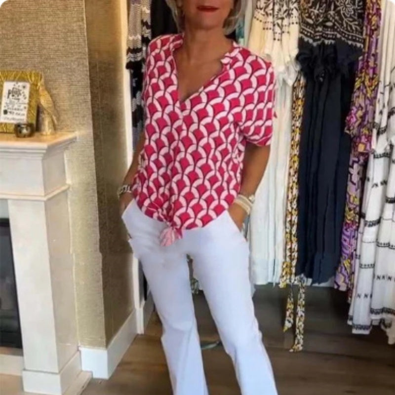 Stilla | Elegant Damebluse Med Sommerprint