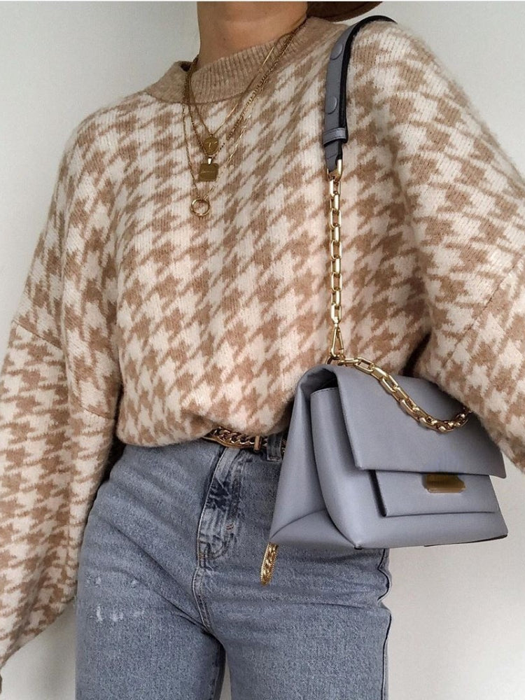Stilla | Beige Checks Sweater Mode