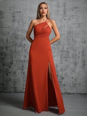 Stilla | Vinrød Ballgown Cocktail Slim Fit Kjole Slankende Slids Årlig Fest Aftenkjole Festkjole Til Kvinder