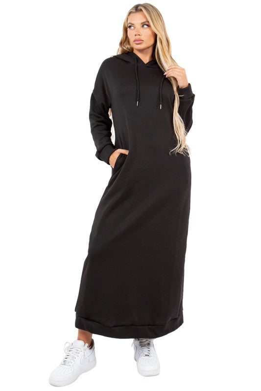 Stilla | Lang Maxi Hoodie Kjole Online Hot Salg