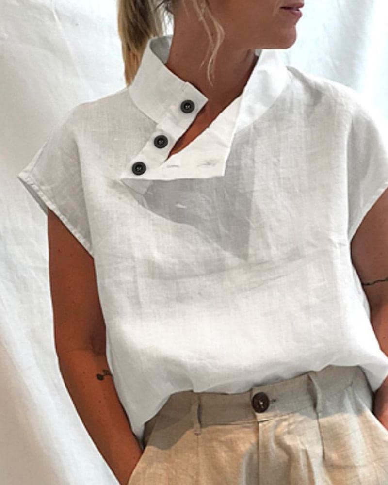 Stilla | Bluse Kortærmet Linned Bluse