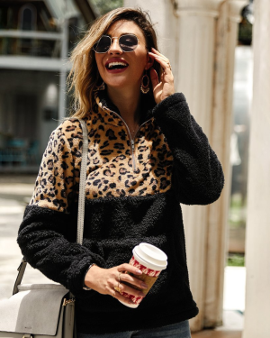 Stilla | Leoparde Patchwork Fleecepullover