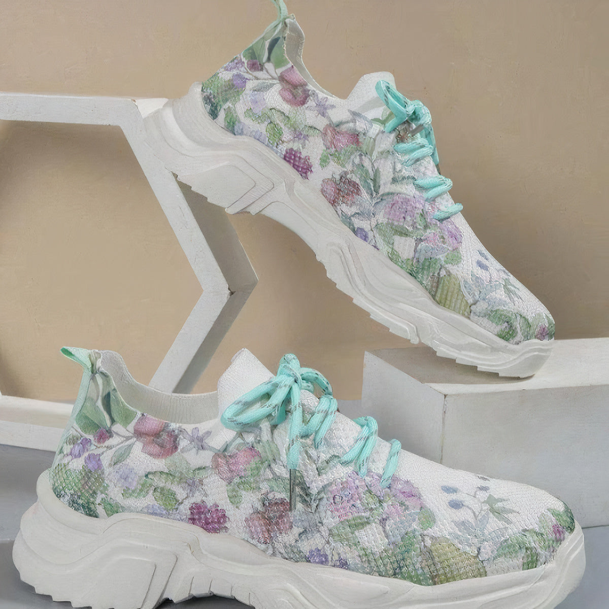 Stilla | Ortopædiske Sportsko Med Snørebånd Og Blomsterprint