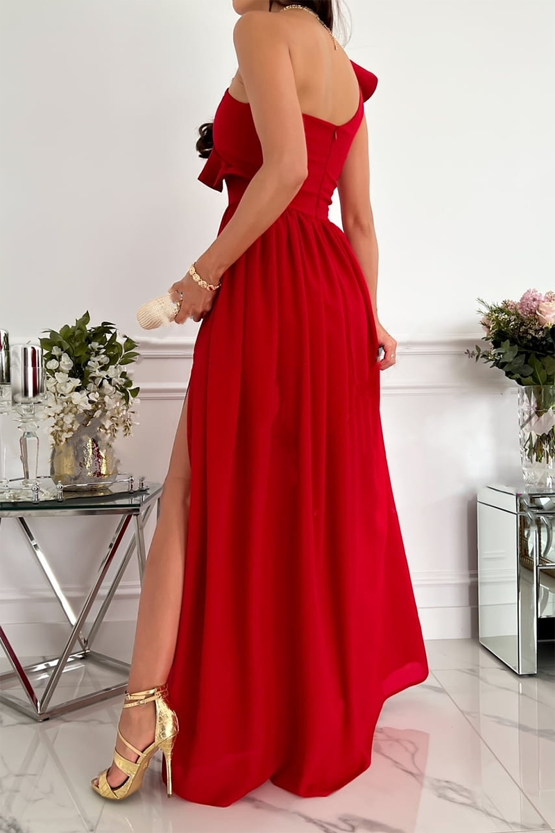 Stilla | Afslappet Solid Flounce One Shoulder Cake Skirt Kjoler