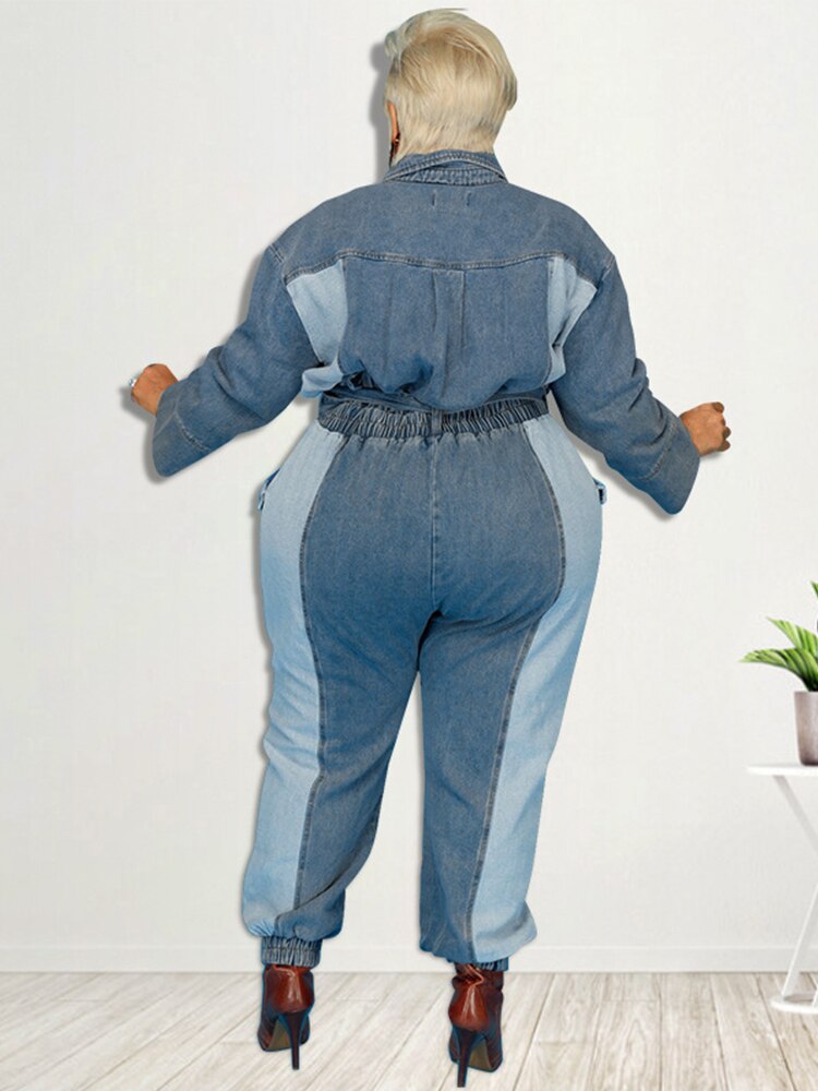 Stilla | Langærmet Overdimensioneret Denim Jumpsuit Online nu