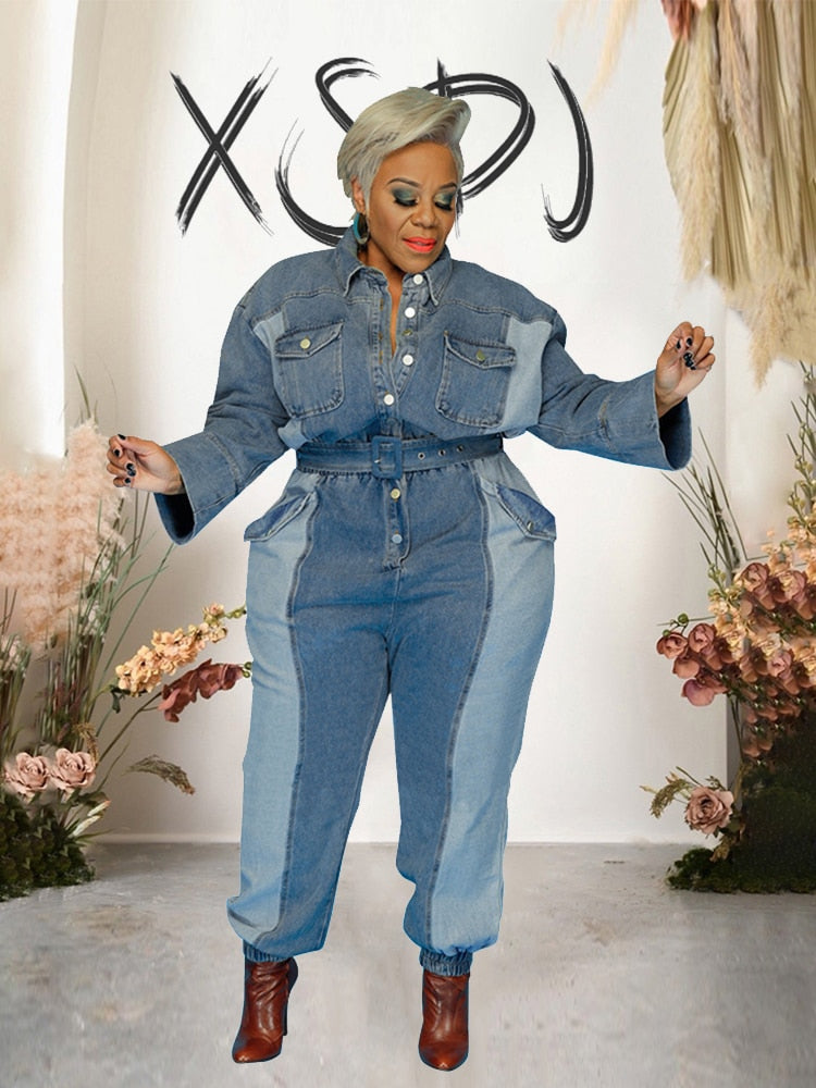 Stilla | Langærmet Overdimensioneret Denim Jumpsuit Online nu
