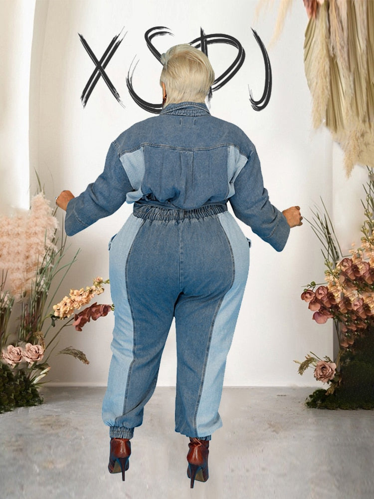 Stilla | Langærmet Overdimensioneret Denim Jumpsuit Online nu