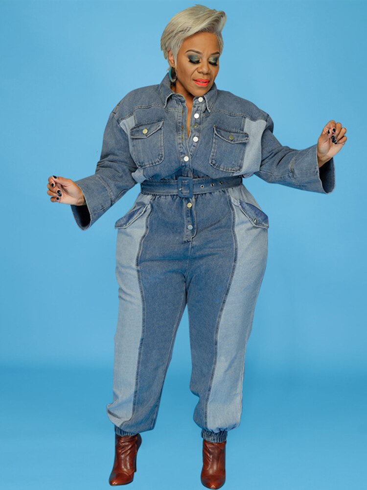 Stilla | Langærmet Overdimensioneret Denim Jumpsuit Online nu