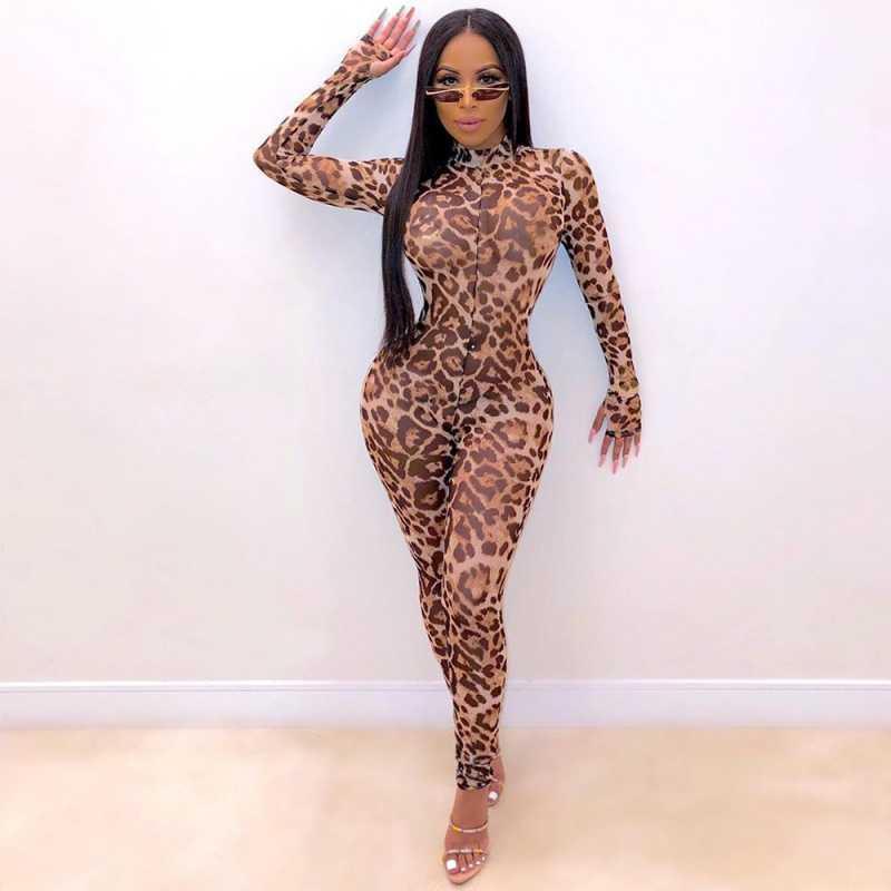 Stilla | Leopardmønster Jumpsuit Slim Fit