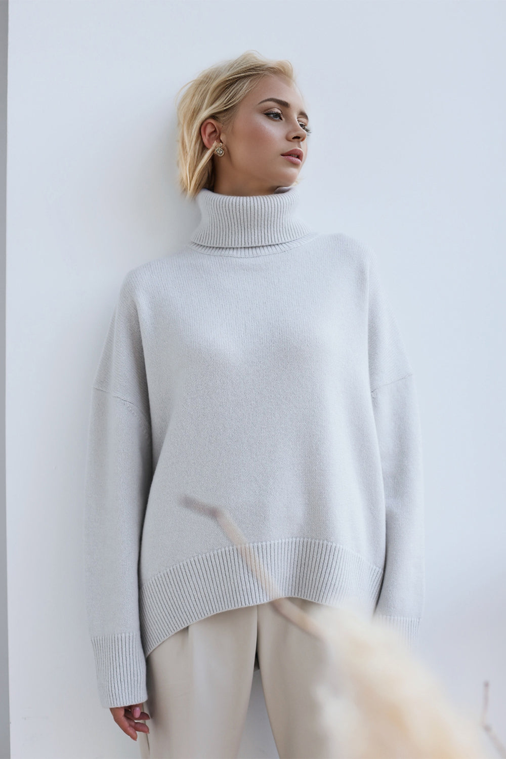 Stilla | Basic Bae Rullekrave Drop Shoulder Langærmet Pullover