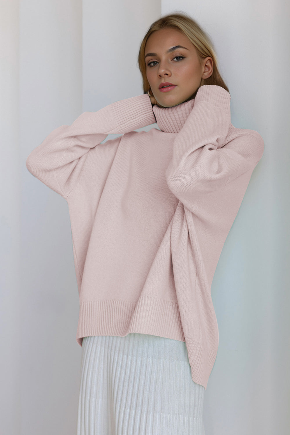 Stilla | Basic Bae Rullekrave Drop Shoulder Langærmet Pullover