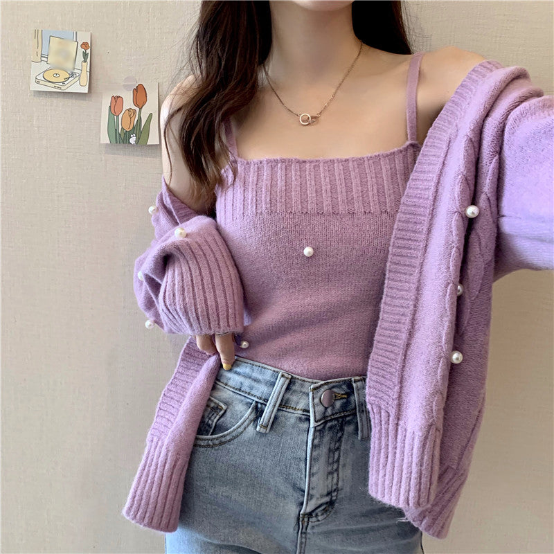 Stilla | Enfarvet Pullover Frakke Strik Cami Top Online salg