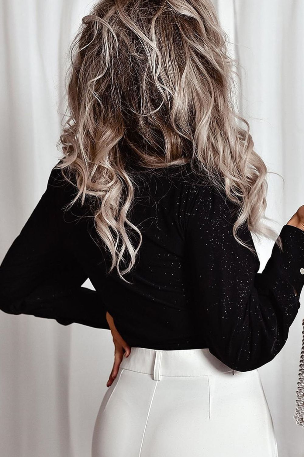 Stilla | Glitter Surplice Langærmet Bluse