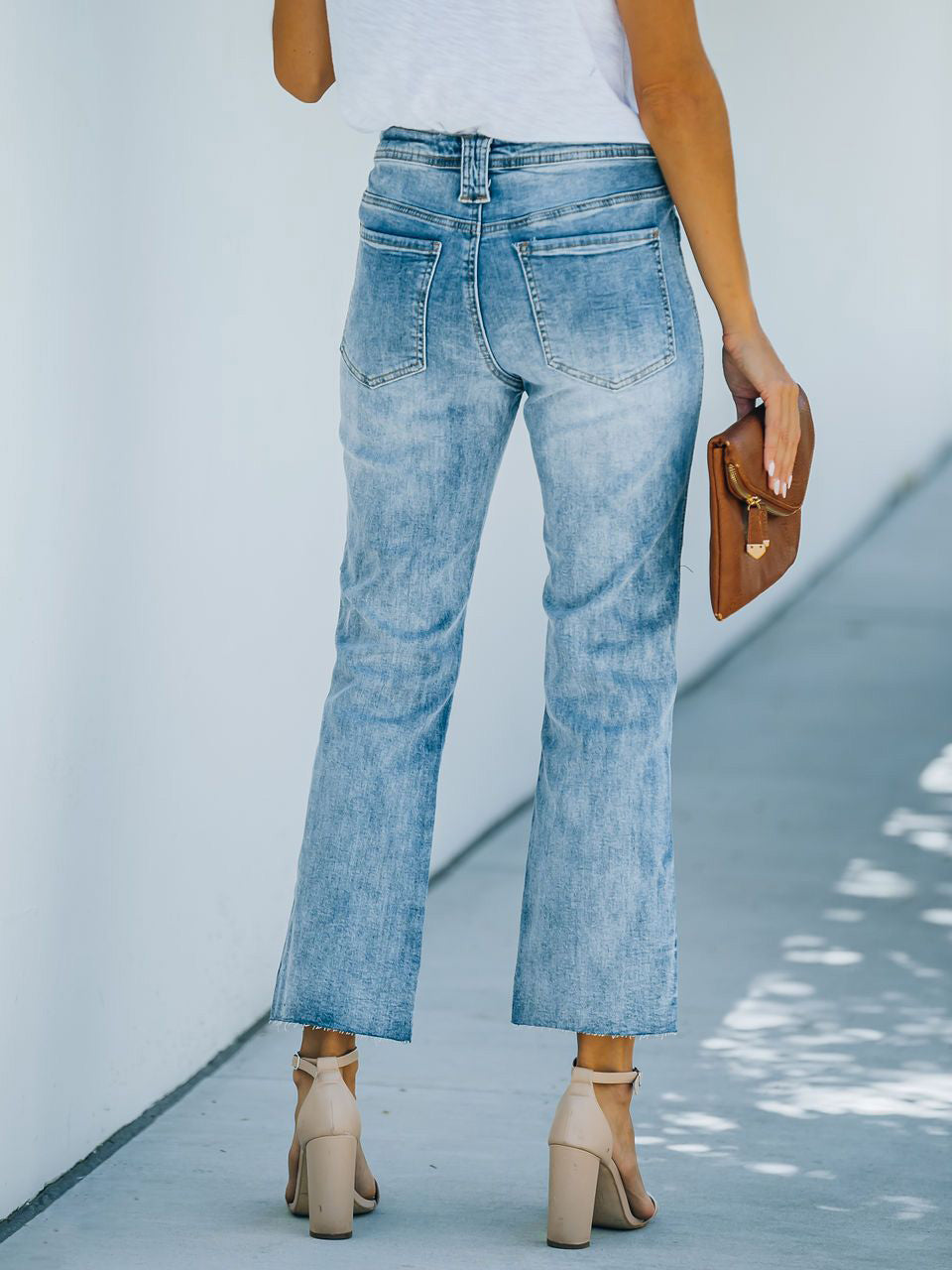 Stilla | Kvinders Jeans Høj Talje Lomme Vaskede Jeans Mode