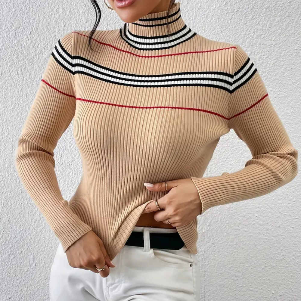 Stilla | Stribede Turtleneck Sweater til Damer Rabat
