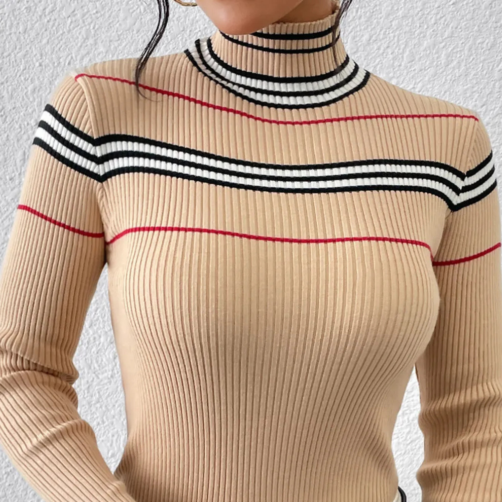 Stilla | Stribede Turtleneck Sweater til Damer Rabat