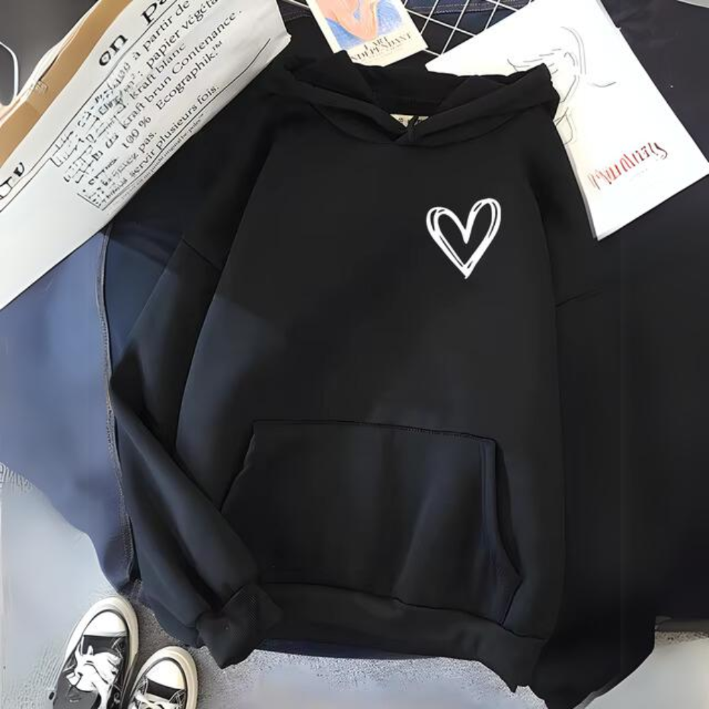Stilla | Sweatshirt med Enkel Hjerteprint