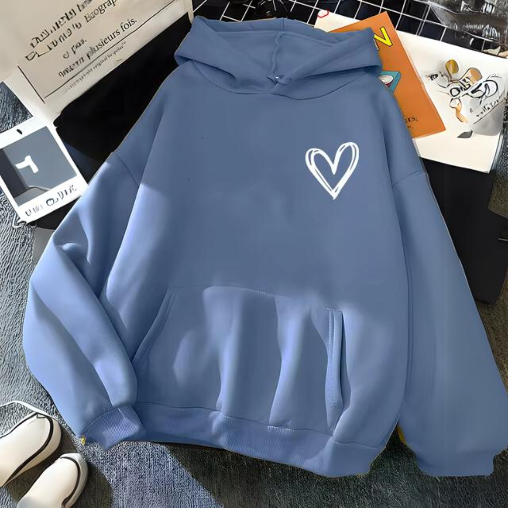 Stilla | Sweatshirt med Enkel Hjerteprint