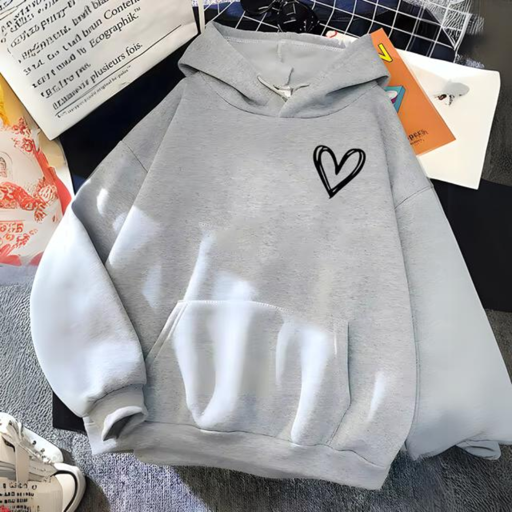 Stilla | Sweatshirt med Enkel Hjerteprint