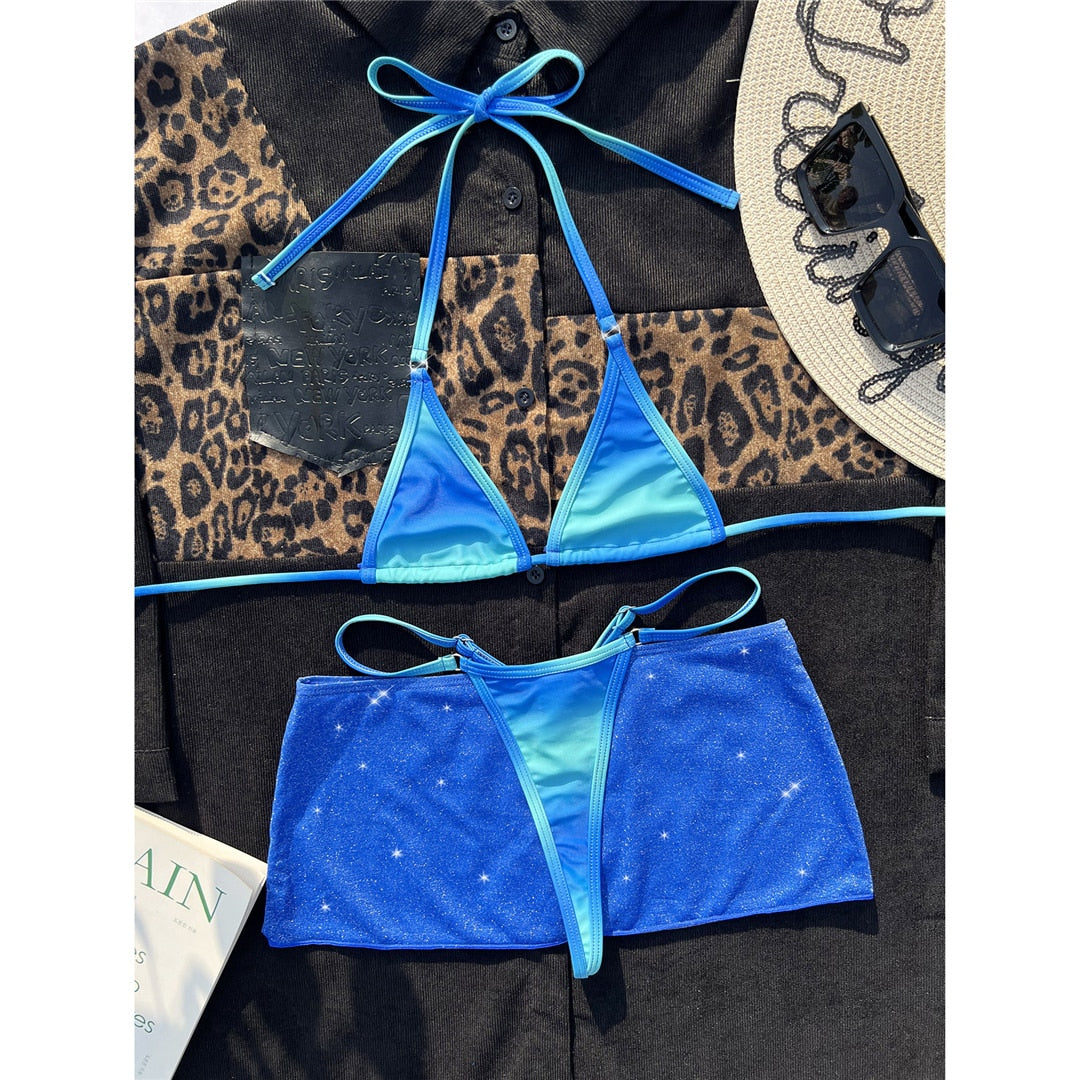 Stilla | Halter Micro Trusse Bikini Sæt & Nederdel
