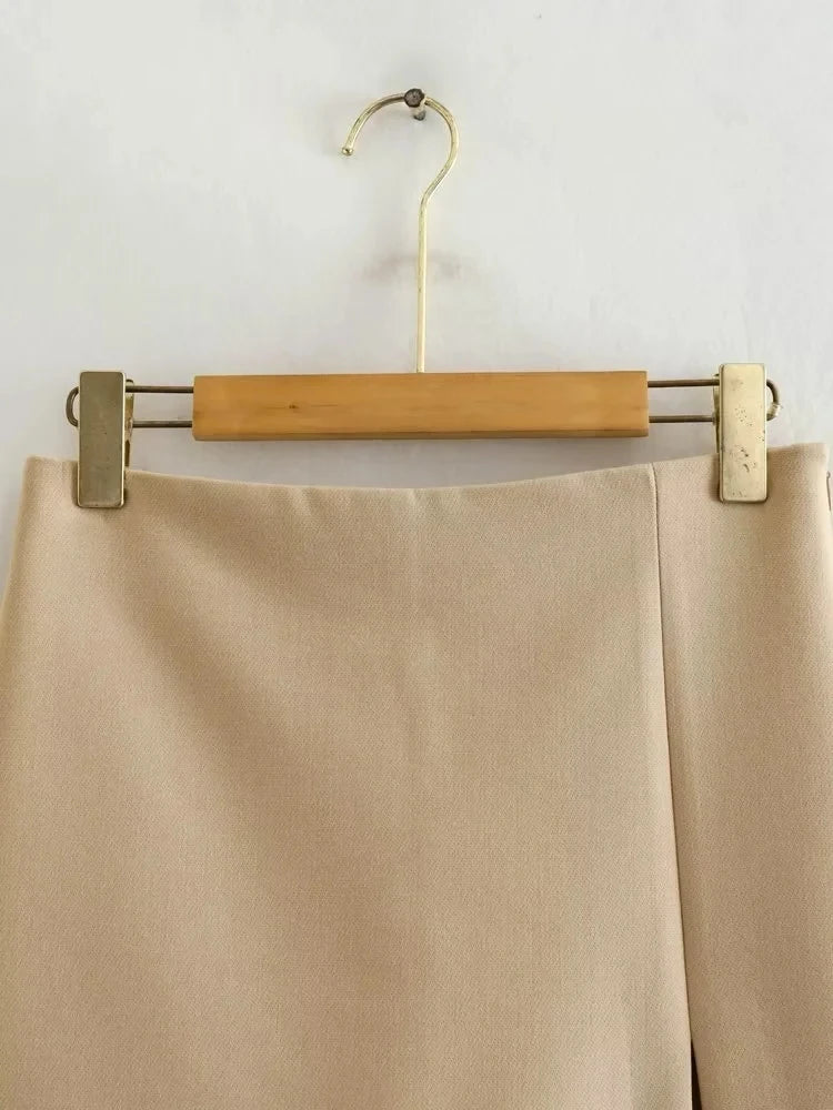 Stilla | Sommer Kvinders Nederdel Shorts Mode Retro Høj Talje Lynlås Side Y2k Nederdel Kvinders Mode Lige Nederdel Shorts