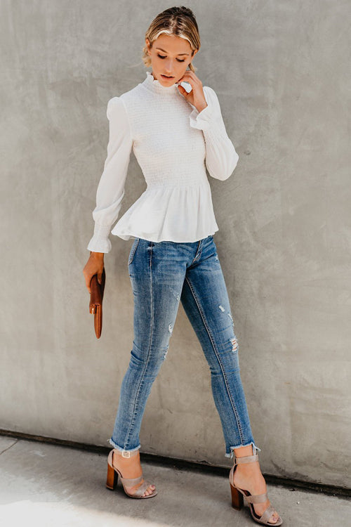 Stilla | Livin' Breezy Høj Hals Plisseret Chiffon Til Toppen