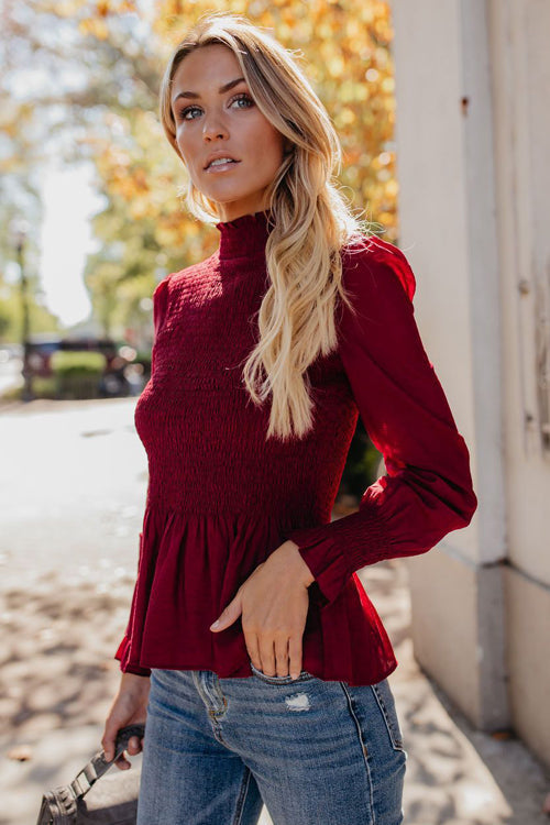 Stilla | Livin' Breezy Høj Hals Plisseret Chiffon Til Toppen