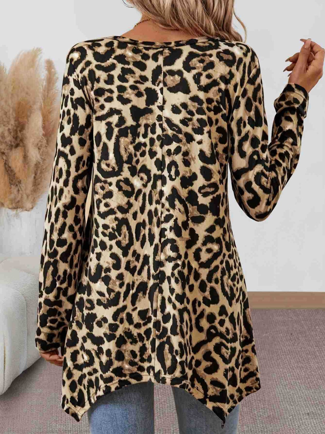Stilla | Leopard Rundhalset Langærmet T-Shirt