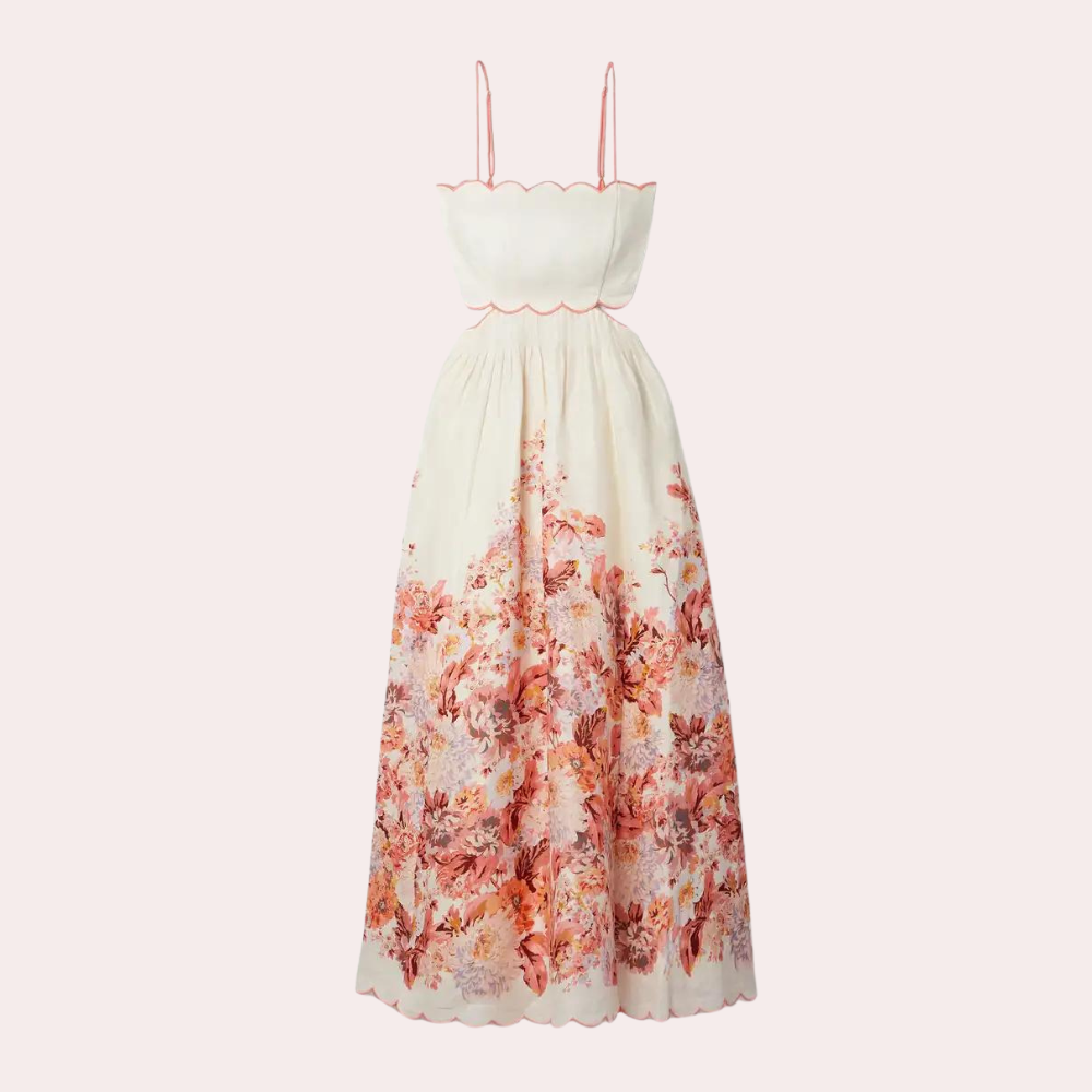 Stilla | Moderne Halterneck-Kjole med Blomsterprint og Ærmeløs A-Silhuet