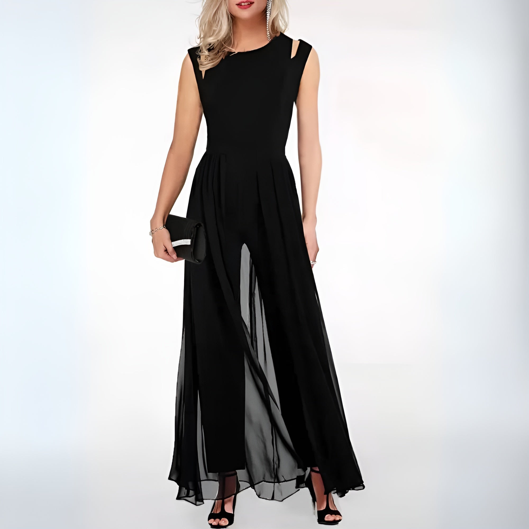 Stilla | Ærmeløs Jumpsuit til Aftenfest med Vide Ben