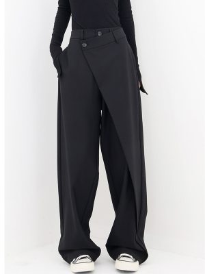 Stilla | Vidde Bukser i Sort med Asymmetrisk Design Polyester