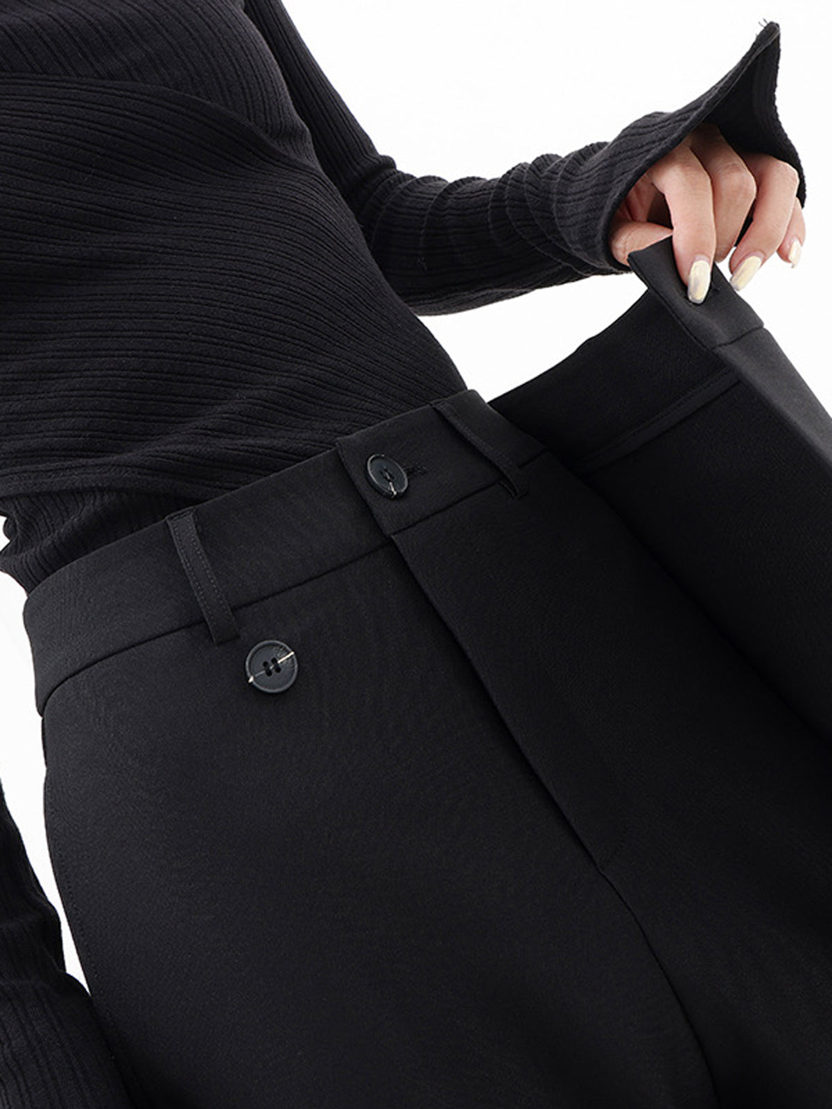 Stilla | Vidde Bukser i Sort med Asymmetrisk Design Polyester