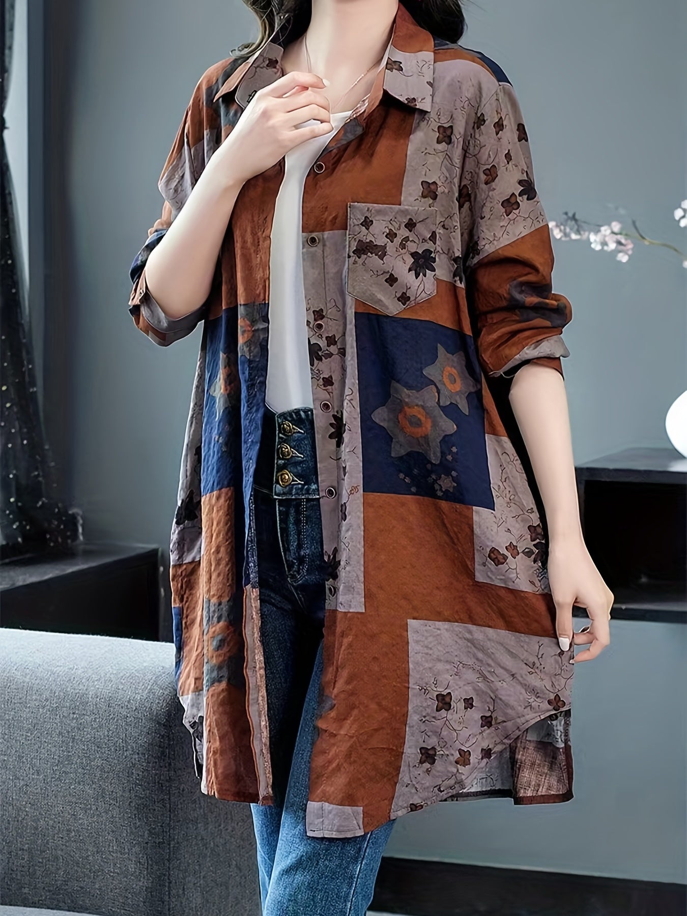 Stilla | Dame Skjorte Hør Plus Size Online Hot Salg
