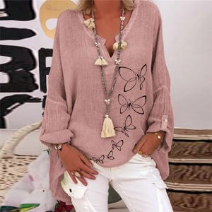 Stilla | Elegant Bluse Med Rund Halsudskæring i Rosa