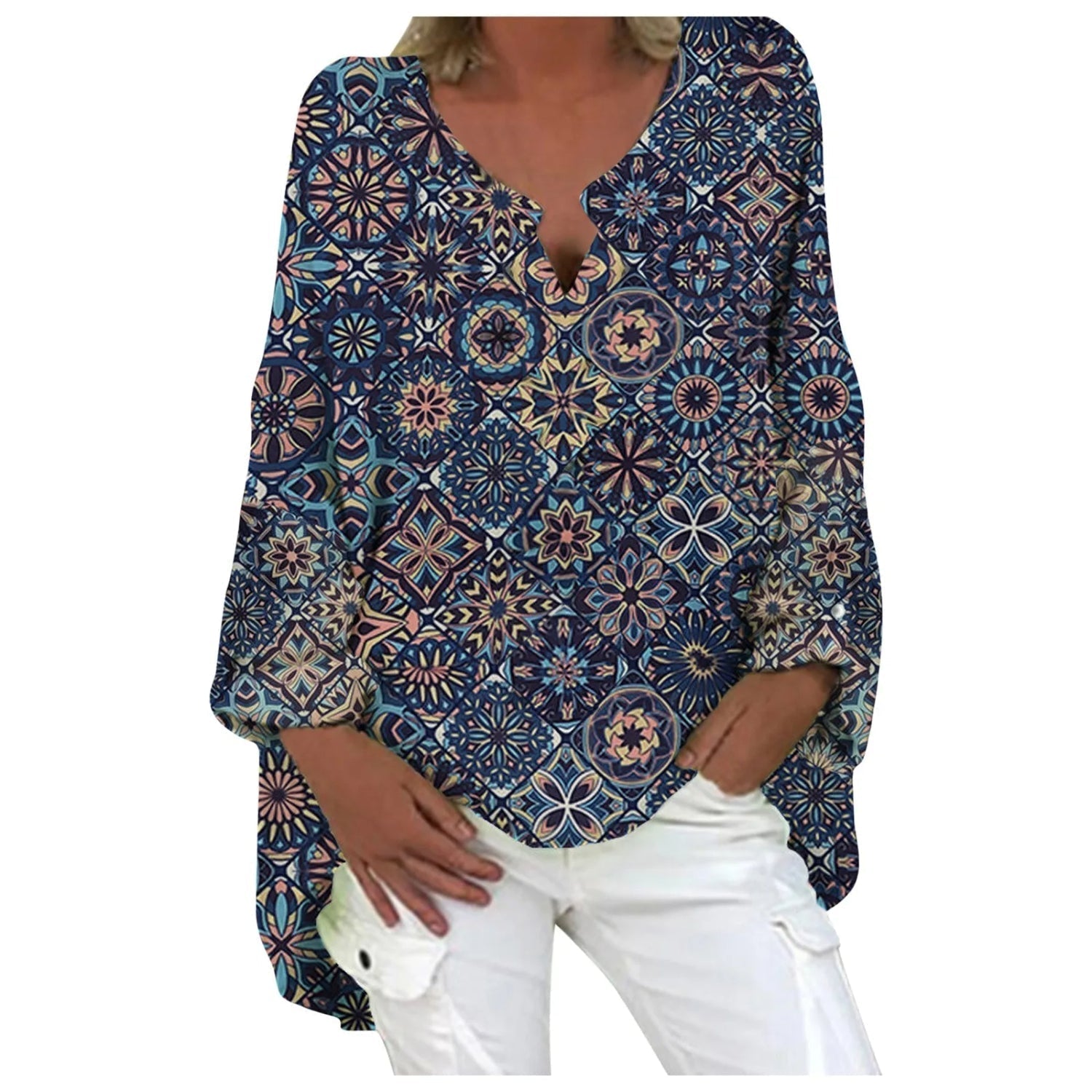 Stilla | Elegant Bluse Med Rund Halsudskæring i Rosa