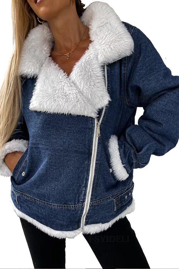 Stilla | Løs oversized jakke med patchwork revers i får uld