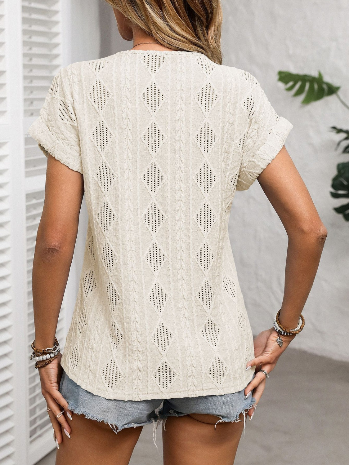 Stilla | Åben V-hals Kortærmet T-Shirt Online Hot Salg