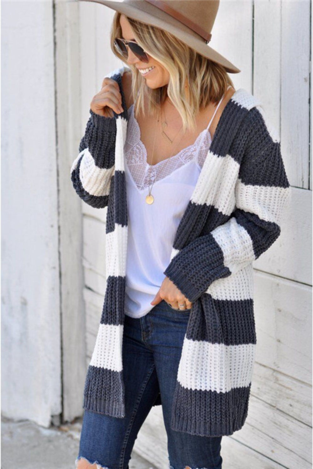 Stilla | Striber Åben Front Langærmet Cardigan