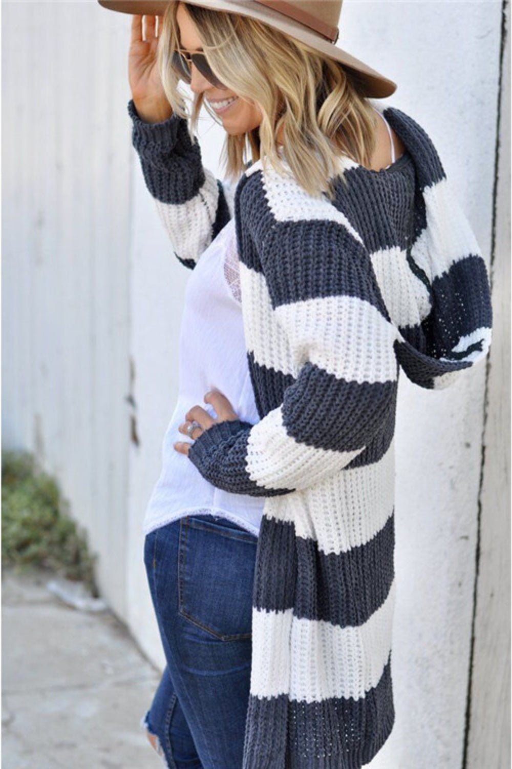 Stilla | Striber Åben Front Langærmet Cardigan