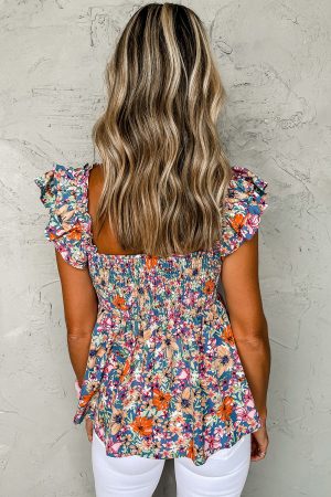 Stilla | Floral Smocked Kapærmet Top