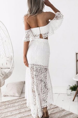 Stilla | Lace Hollow Out High&low Suit