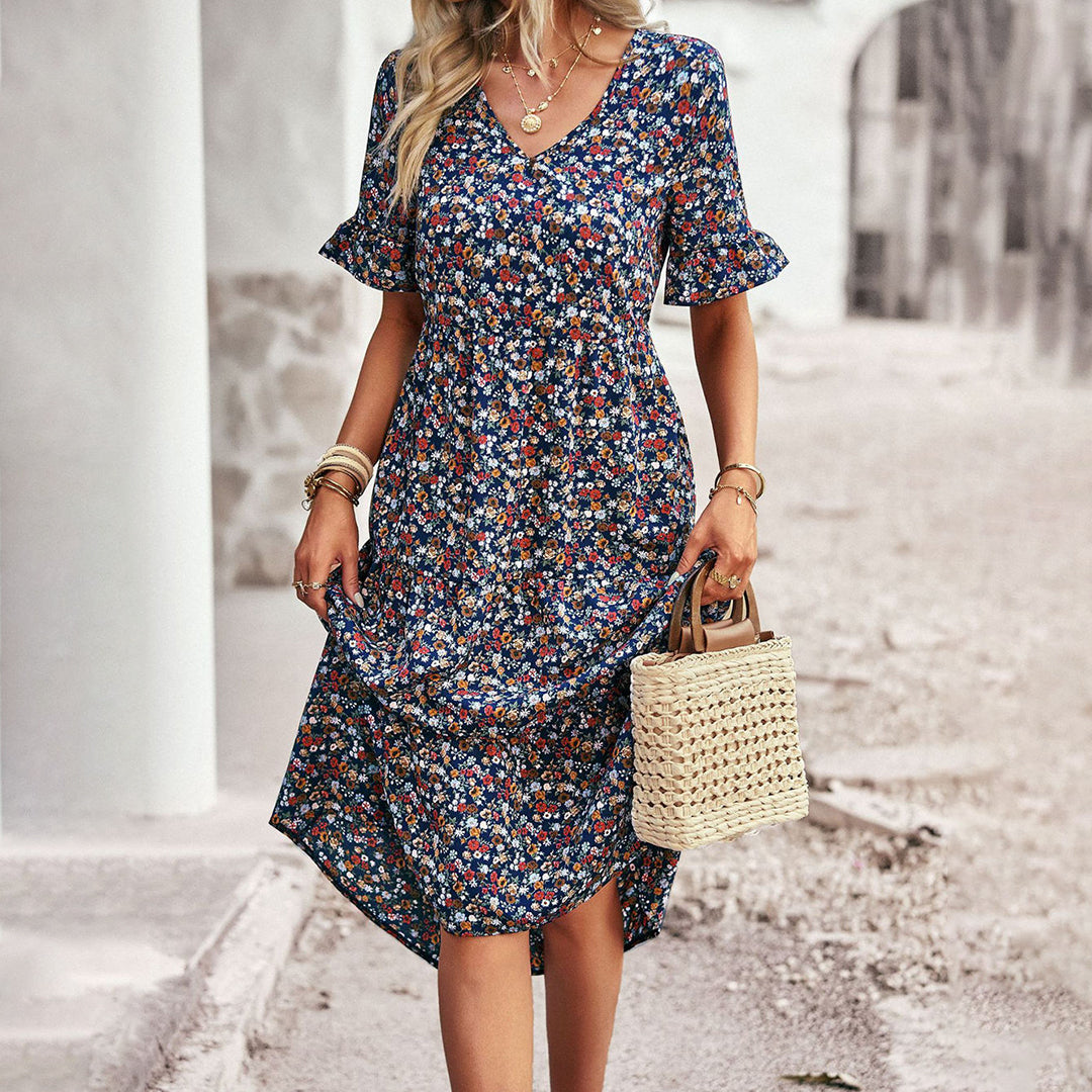 Stilla | Midi Kjole Med Blomster