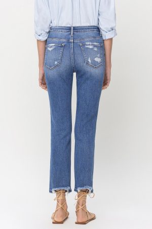 Stilla | High Rise Raw Hem Straight Jeans