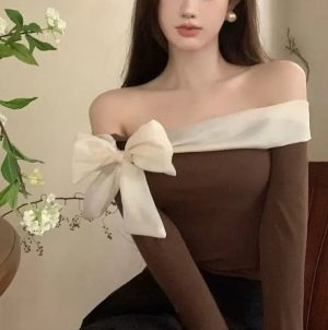Stilla | Off-Shoulder Bluse mit Langen Ärmeln und Schleife Udsalg