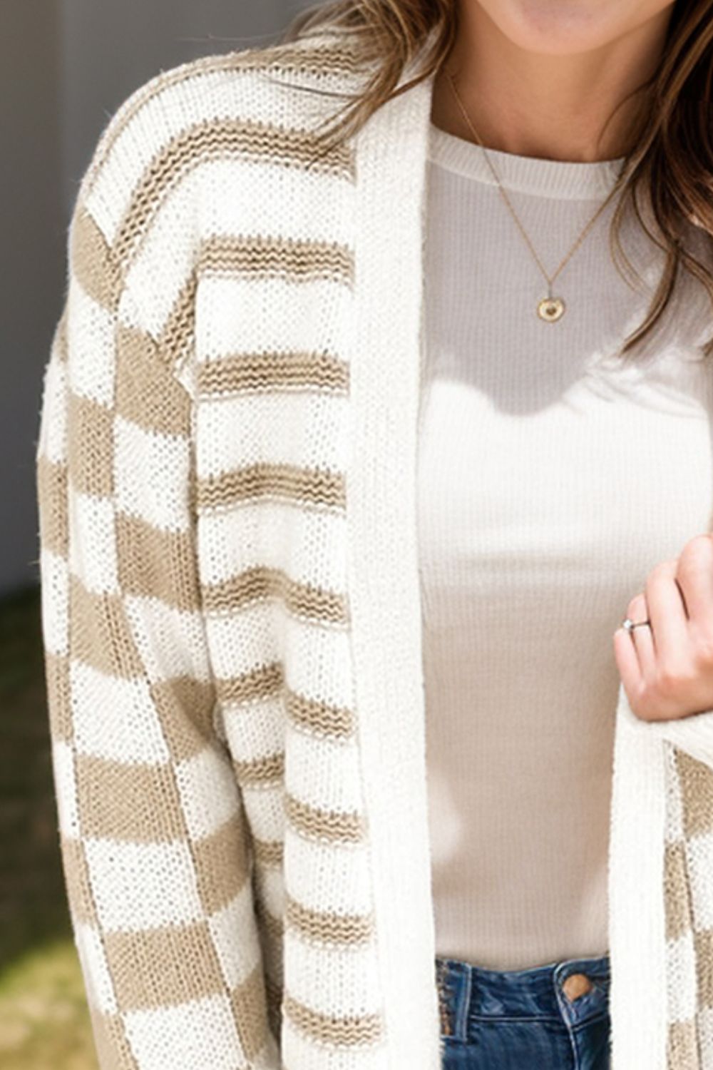 Stilla | Stribet Åben Front Langærmet Cardigan