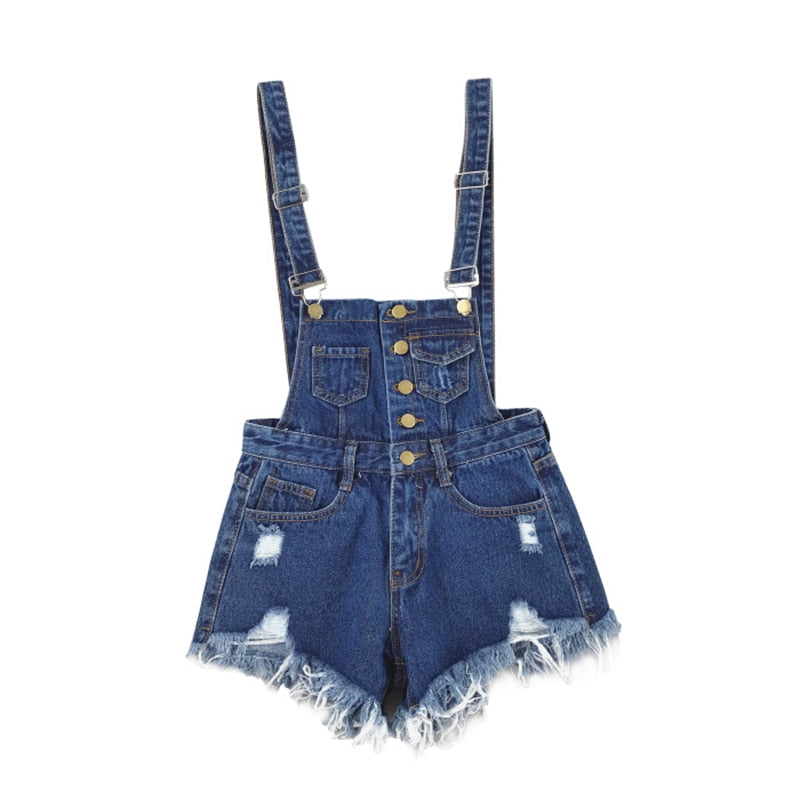 Stilla | Denim Bomuld Strop Shorts Løs Overall Romper Online Hot Salg