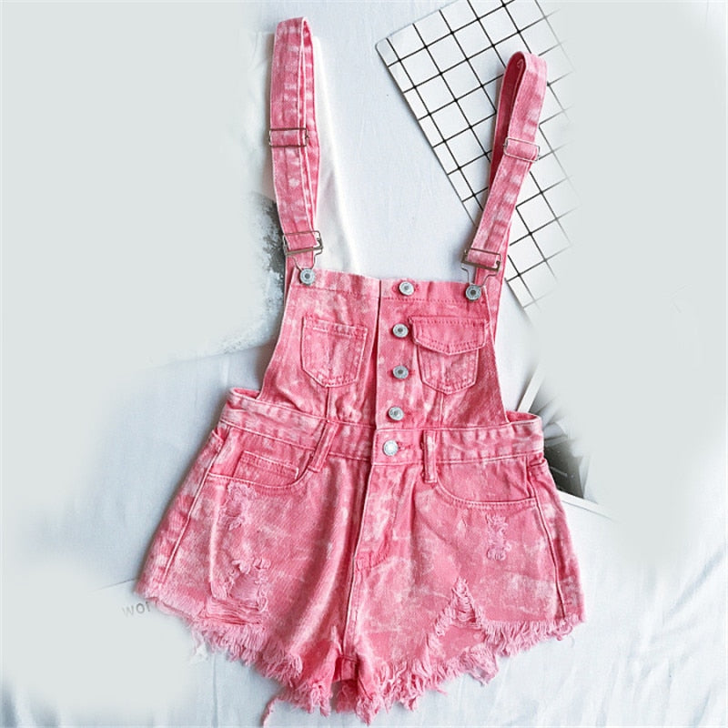 Stilla | Denim Bomuld Strop Shorts Løs Overall Romper Online Hot Salg