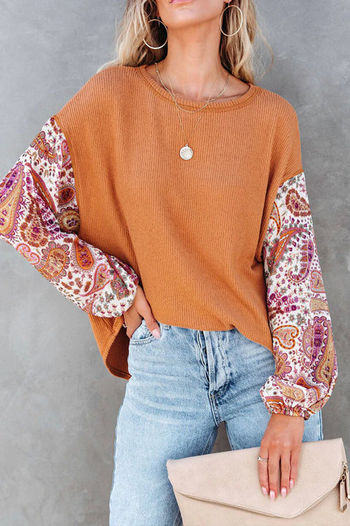 Stilla | Looking That Way Boho Print Langærmet Strik Til Toppen