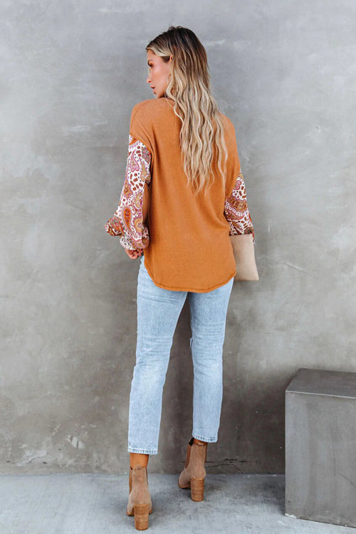 Stilla | Looking That Way Boho Print Langærmet Strik Til Toppen