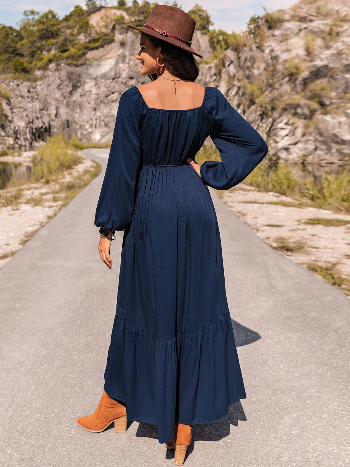 Stilla | Ærmelace Trim Maxi Kjole
